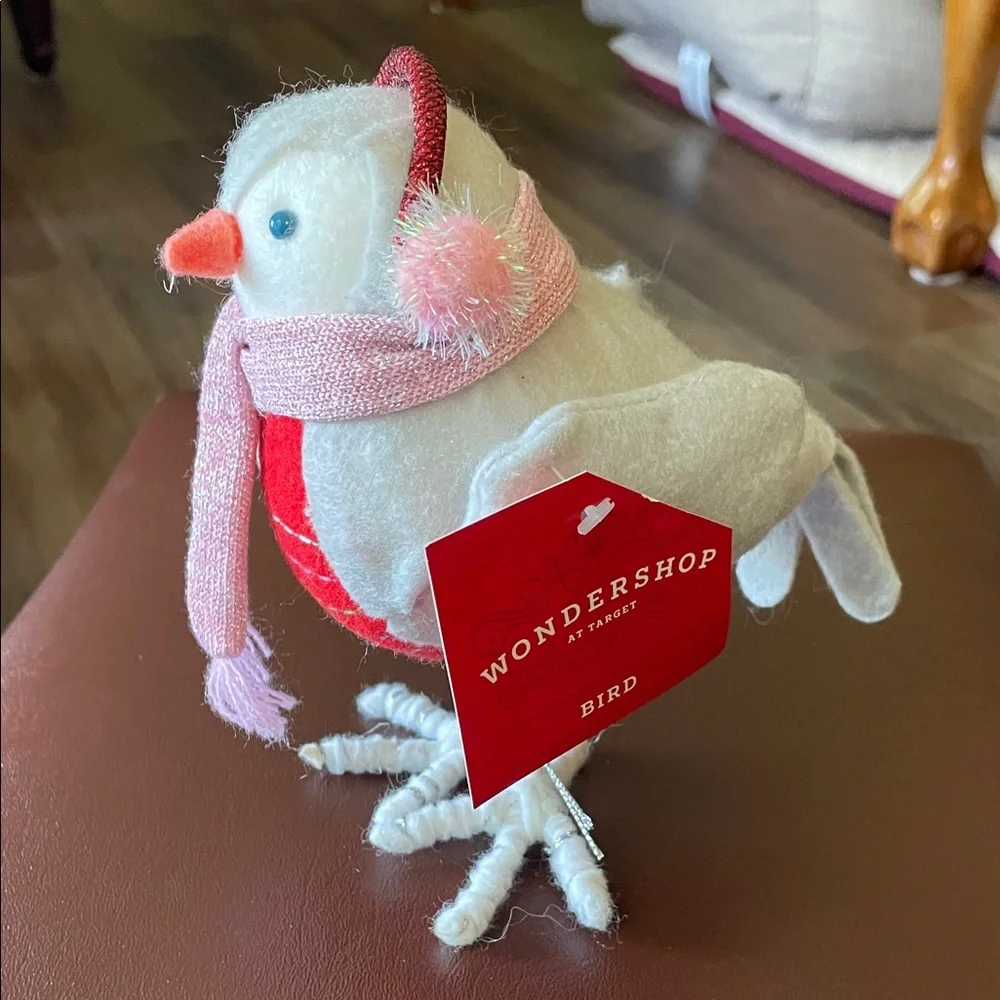 Wondershop Festive Bird with Pink Scarf and Ear Muffs